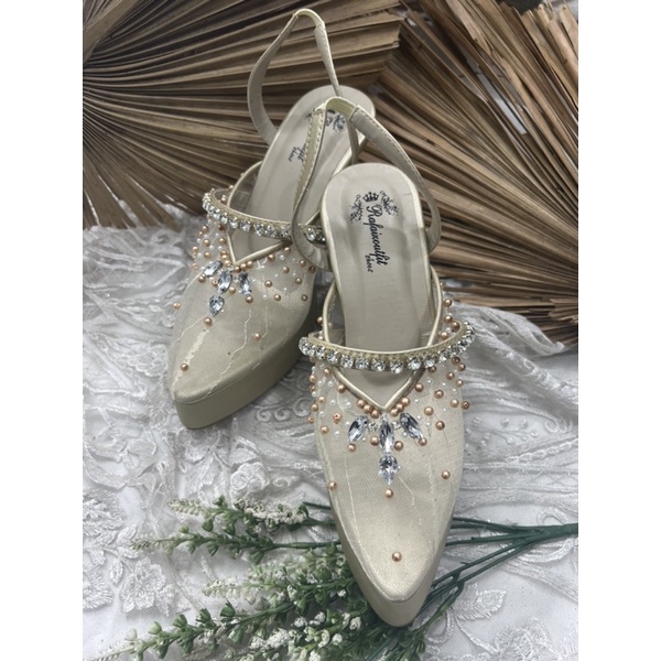 sepatu wedding wanita atalita gold 10cm tahu