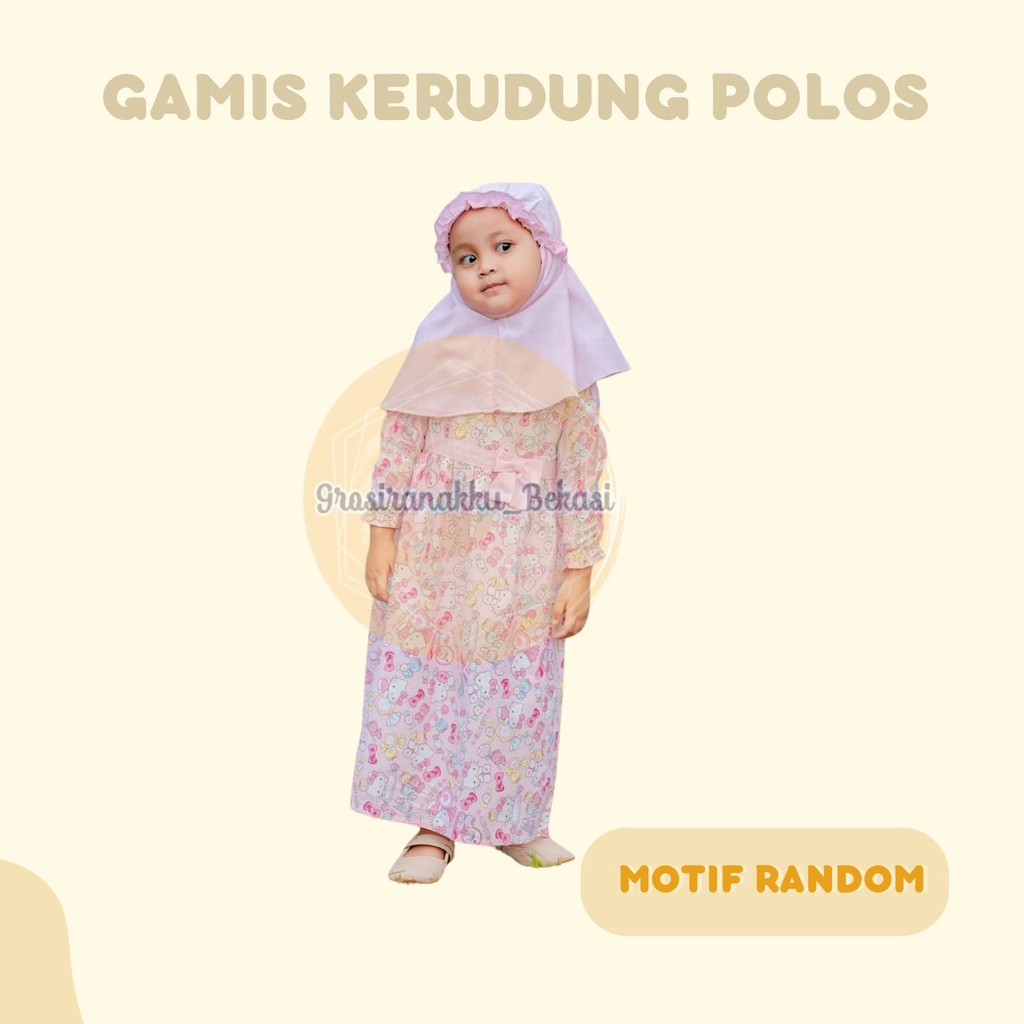 Gamis Katun Anak Kerudung Polos Size 1-6Tahun