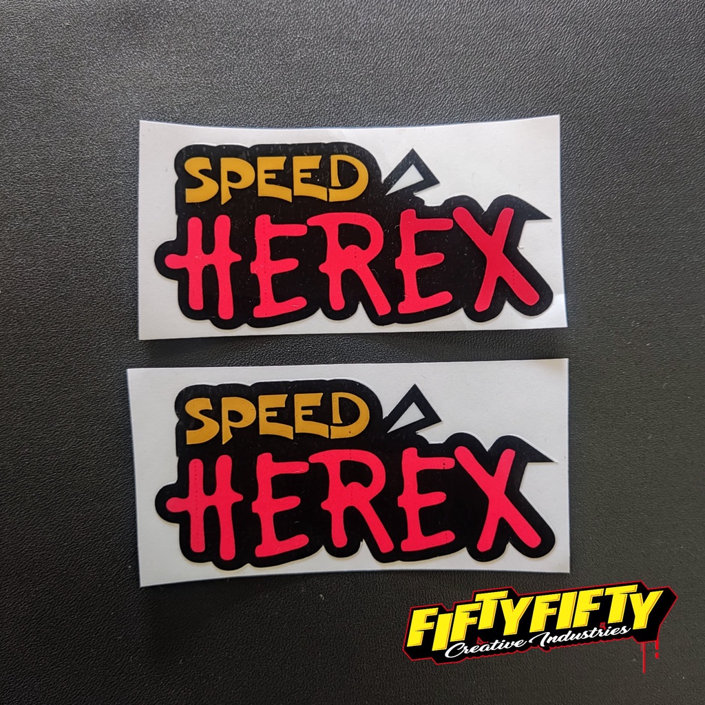 Stiker Print Cut SPEED HEREX Model 01 Stiker Printing Laminasi Glossy Stiker Motor Mobil Helm Sudah Membentuk Pola Desain