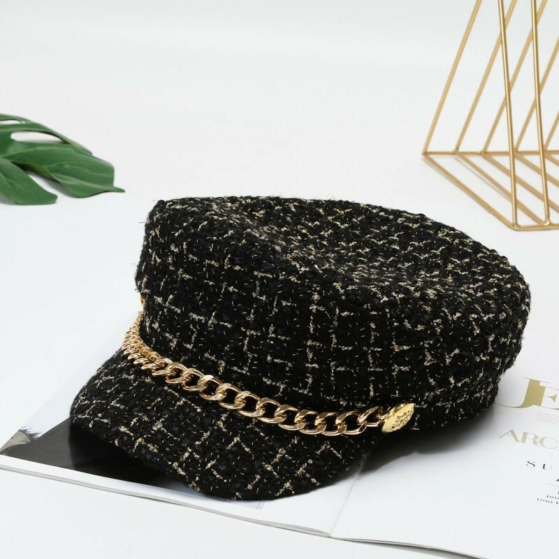 Topi Baret Wanita Bling Rantai-No 1 Bling Hitam
