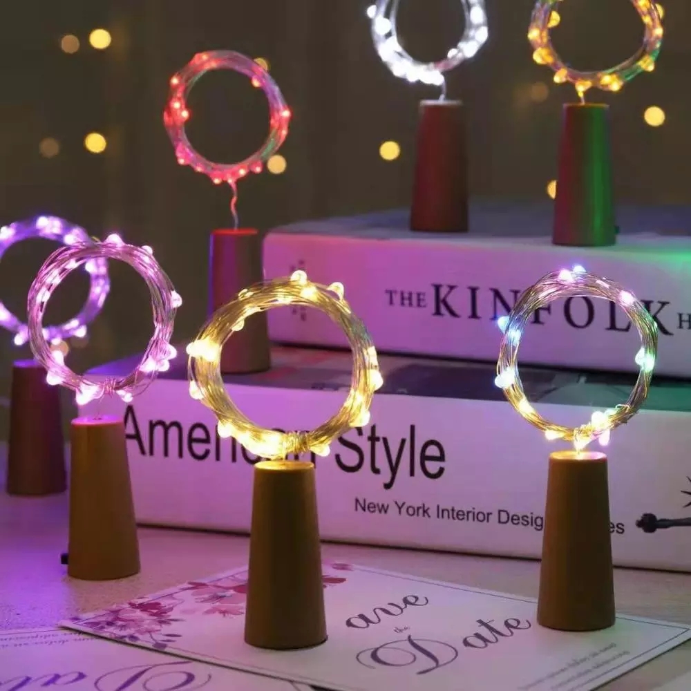 3/5m Button Battery LED Wine Bottle Cork Shape Copper Mini String Lights/Fairy Garland Lights Party Wedding Decor Button Battery