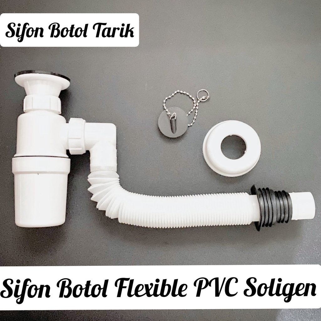Sifon Botol Flexible Soligen Murah - Strainer Sifon Tarik Plastik PVC Afur Basin Strainer Wastafel