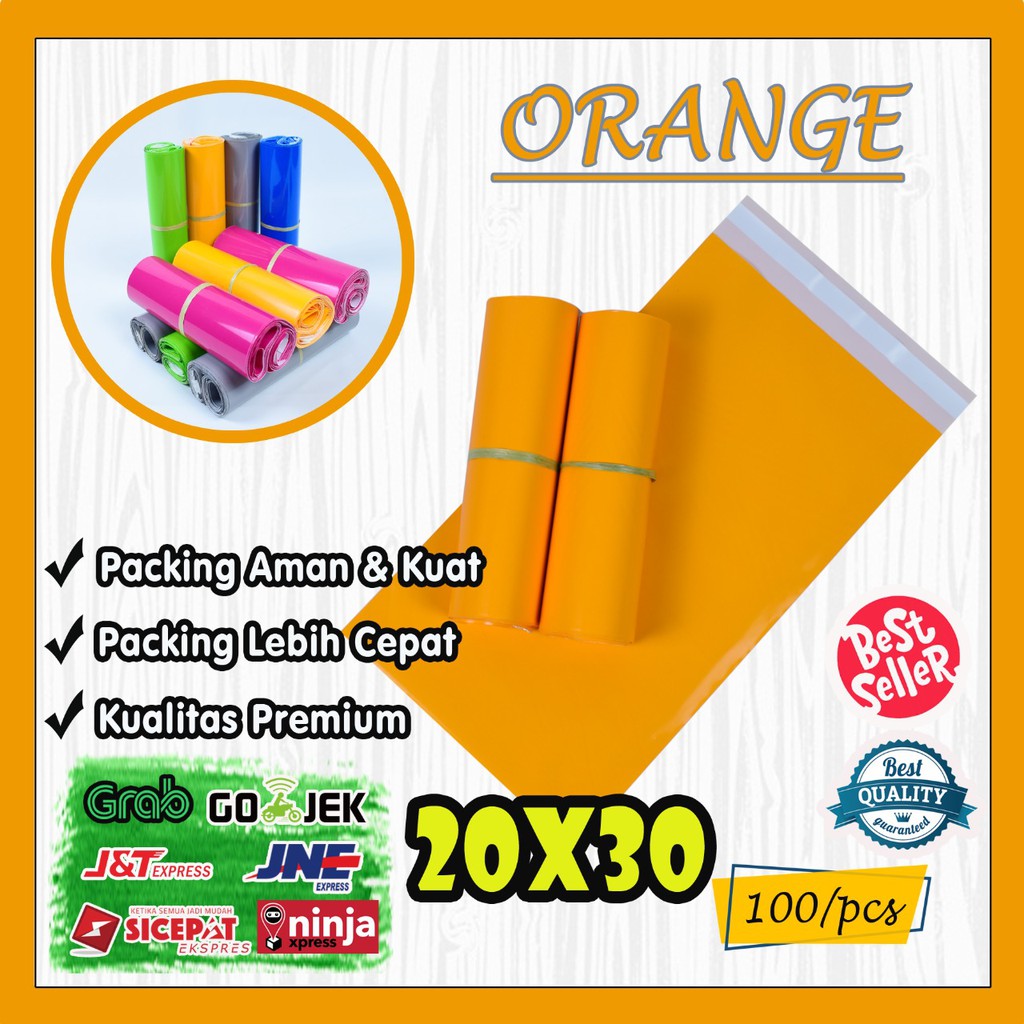 

IK6 Polymailer kantong kemasan amplop plastik tebal 20X30 WARNA @100 PCS - GLOSSY mewah elegan