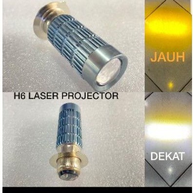 Lampu led laser H4 H6 lensa 2warna putih - kuning Hi lo low HJG