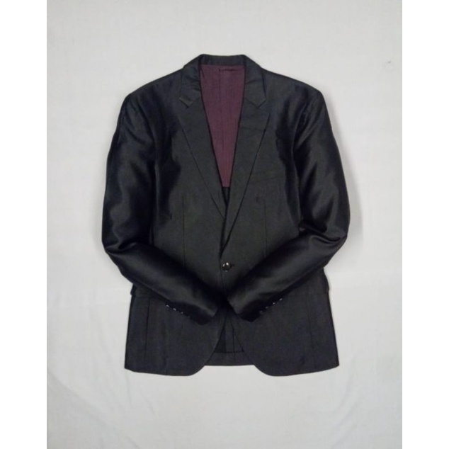s258/Austin Reed/size M/jas hitam polos pria slimfit bahan glossy mewah mengkilap/blazer pria hitam 