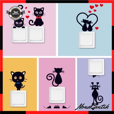 Stiker Dinding Dapur Kamar Anak Wall Sticker Sakelar Saklar Kamar Mandi Wallpaper Wolpeper walpaper Motif Kucing Termurah