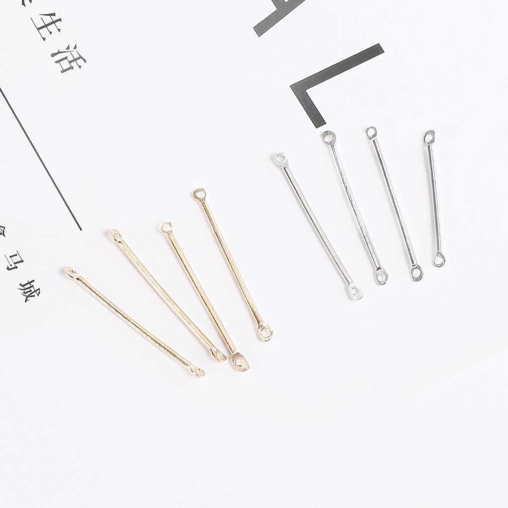 50 PCS Gold Rhodium Color Two Hole Connecting Rods Earrings Finding For Korea Minimalist Geometric DIY Handmade Accessories