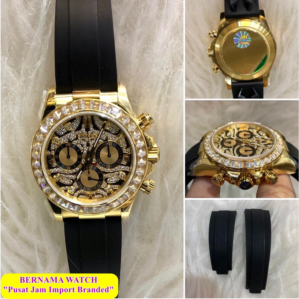 NEW ARRIVAL  JAM TANGAN PRIA IMPORT TERBARU ROLEX DAYTONA EUBBER TIGER EYE SWISS ETA MATIC DIAMETER 