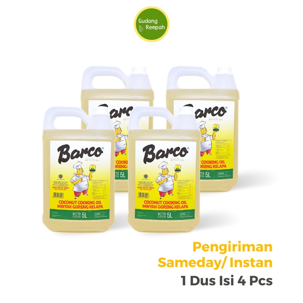 

[PROMO 2.2] NEW Barco 5 Liter x 4 (Dus) Minyak Goreng Kelapa Expire 2027