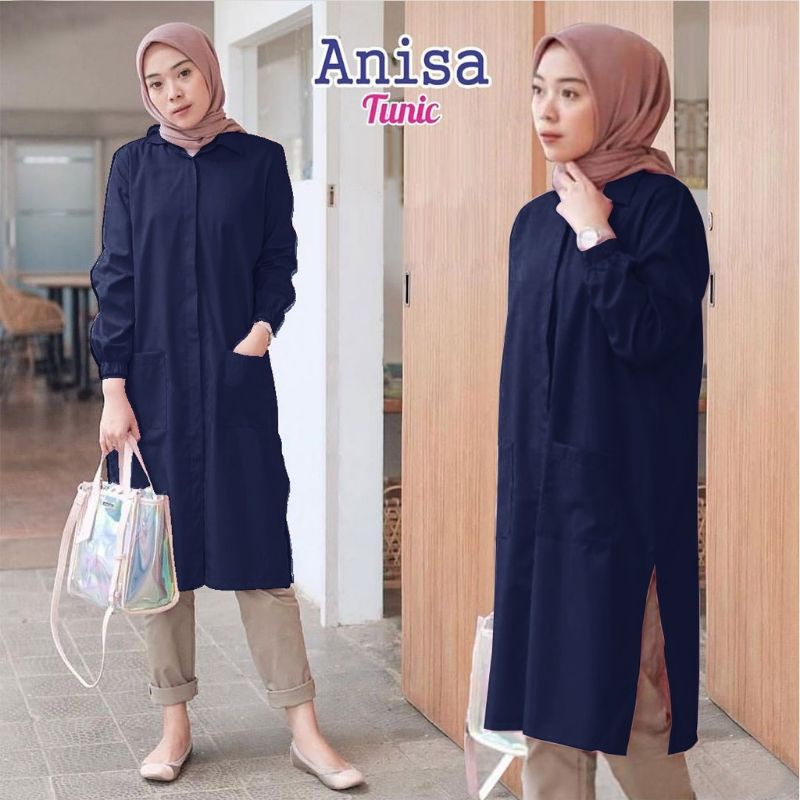 ANISA TUNIK BAHAN MOSCREPE IMPORT FIT TO XL