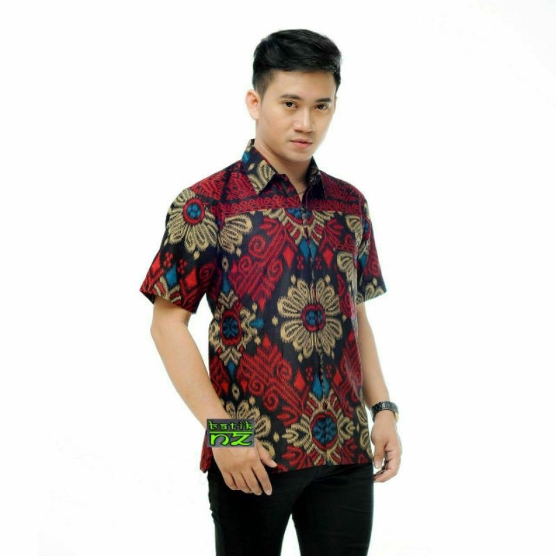 Kemeja Batik Pria Pendek BSWART BatiK HRB026 Kenongo Kemeja Pendek Padi Termurah