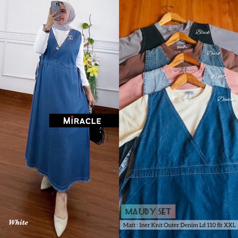 MAUDY SET INER KNIT OUTER DENIM/MAUDY MIDI DRESS 2IN1