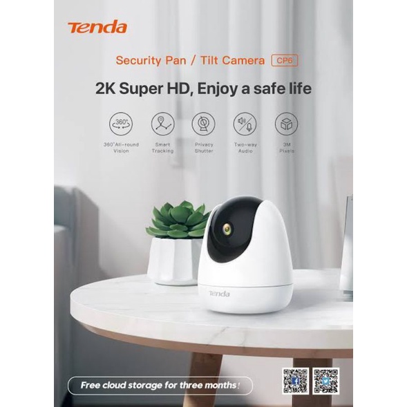 Camera cctv Wireless CP3 Tenda Security 1080p Two-way Audio 360° White cam