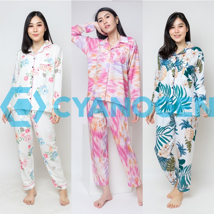 TANGAN PANJANG baju tidur tie dye piyama wanita dewasa set ...