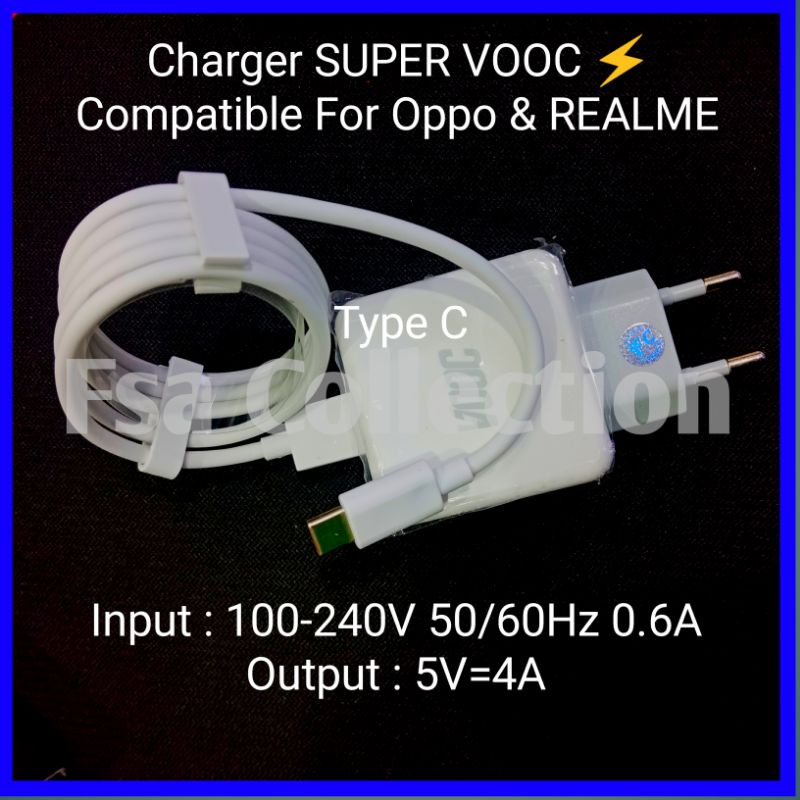 Flash Charger realme type c vooc realme X/ XT/ X2/ 5 pro/ 7/ 7i/ Realme 8/ C25 [USB-C 20W]