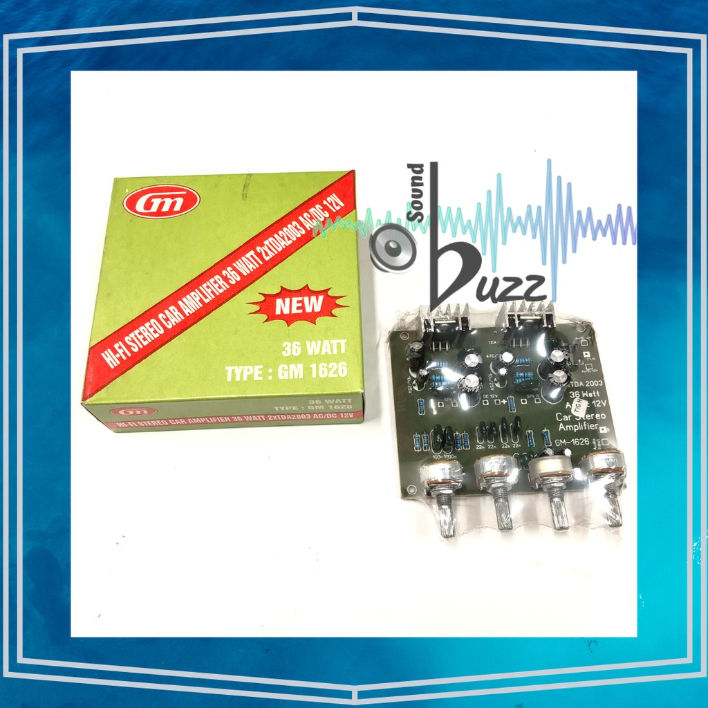 GM Gemus Hi FI Stereo Car Amplifier 36 Watt 2 x TDA 2003 AC/DC 12V Type GM 1626