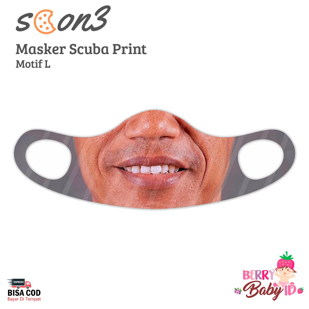 Scon3 Masker Dewasa Scuba Print Karakter Face Mask Berry Mart