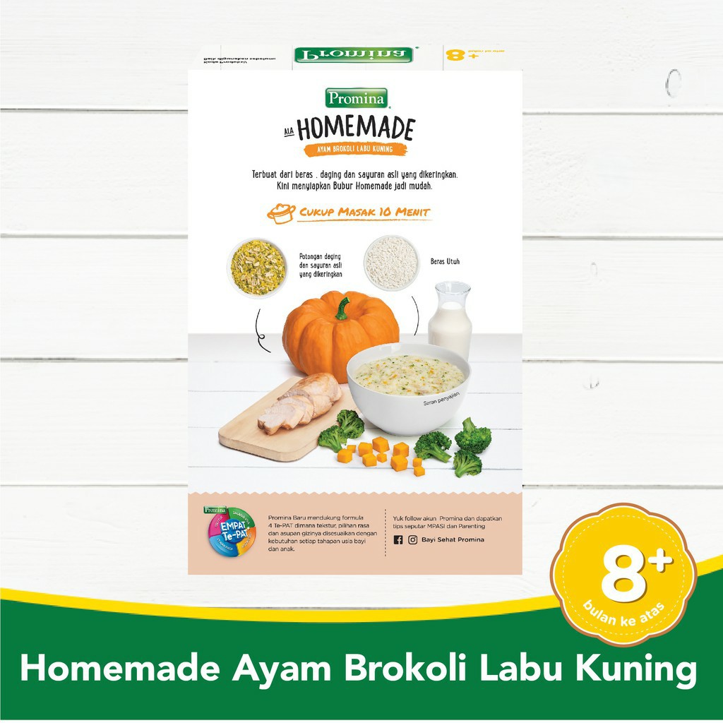 Promina Bubur Bayi Homemade 100 gram / MPASI 8 bulan+ / Salmon Kentang Wortel / Ayam Brokoli Labu Ku