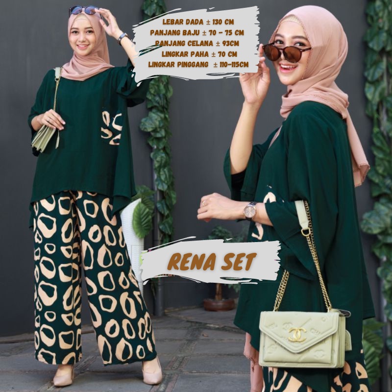 BAJU WANITA SETELAN TIE DIE DYE WAKA JUMBO SINTIA SET BUSUI ONE SET RAYON MOTIF KEKINIAN-RENA HIJAU