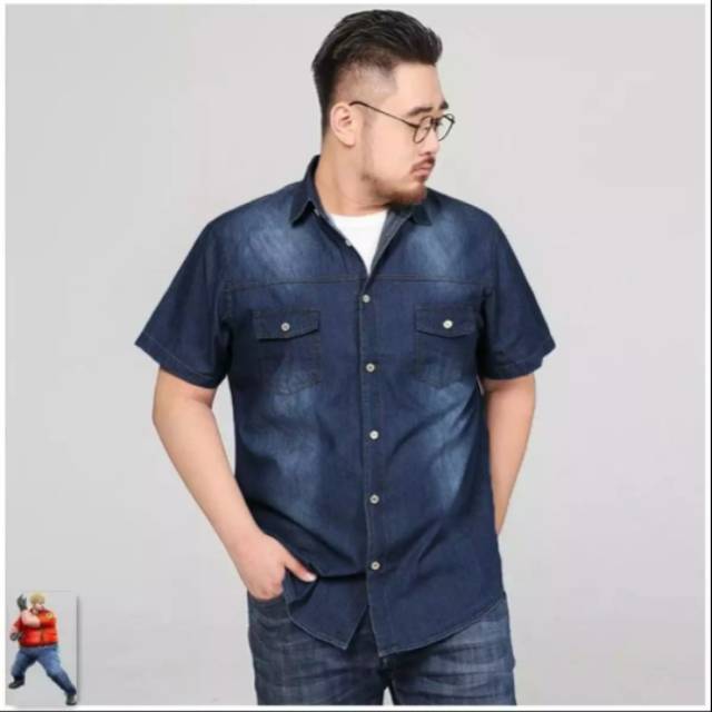 DELON KEMEJA PRIA JEANS SIZE JUMBO (XL , XXL)