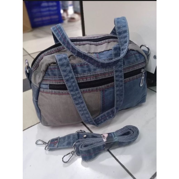 Tas slempang wanita bahan jeans denim original Garnet