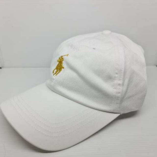 Topi POLO Putih kuda Gold Strap Leather Original