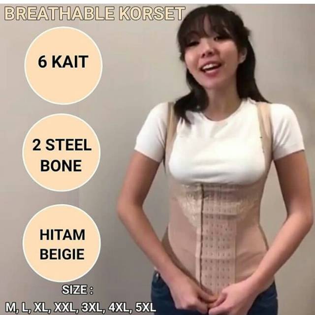 KORSET LONG TORSO 6 ROWS ROW HOOKS BODY SHAPER CORSET PELANGSING DAN MELAHIRKAN