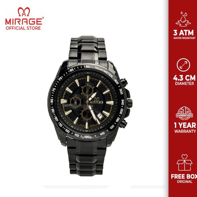 Jam tangan cowok sport original Mirage 8305M Hitam Top Men Fashion