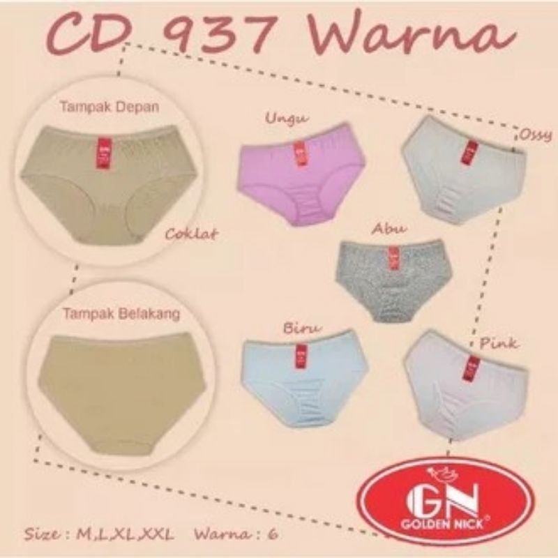 celana dalam wanita/CD wanita Golden Nick 937 harga per 6 pcs/CD murah