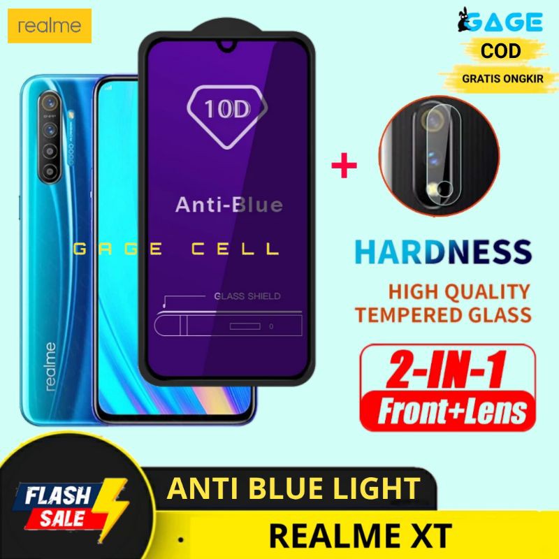 2IN1- TEMPERED GLASS ANTI BLUE LIGHT REALME XT - TG ANTI GORES RADIASI RAY REALMI XT FULL LAYAR