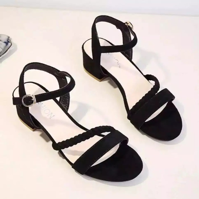 JURAGAN ONLEN -   12.12 BIG SALE SANDAL WANITA HAK TAHU KEPANG TERLARIS-Hitam