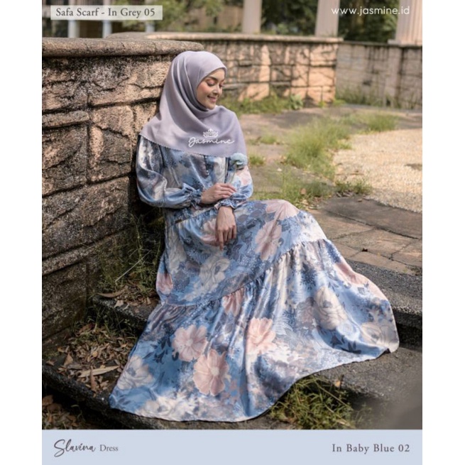 READY Slavina Dress Jasmine by Lidia Hadiwinoto - Gamis motif bunga busui (tanpa hijab) denaf.outfit