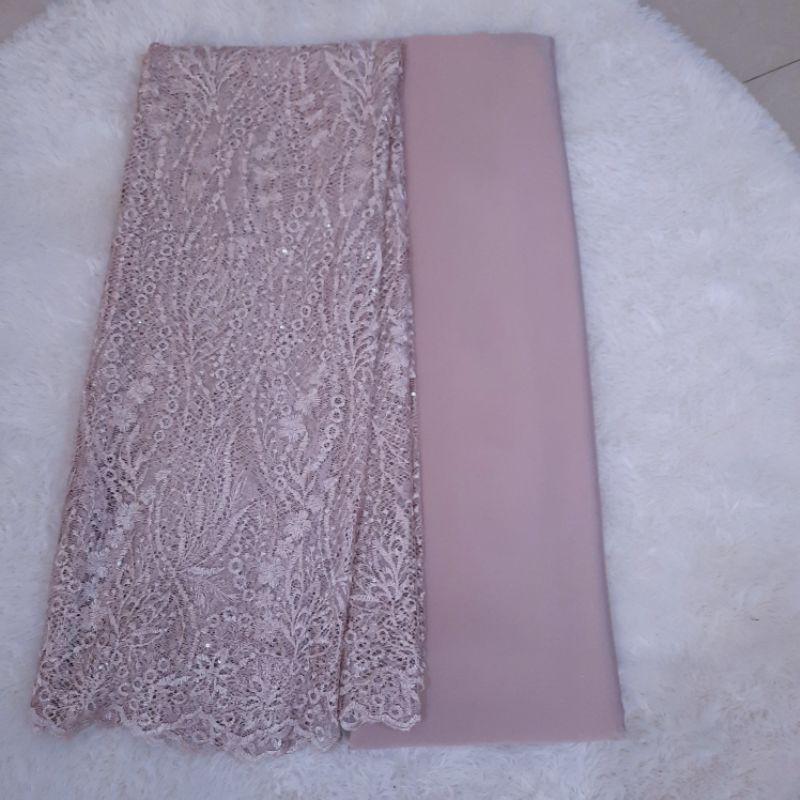 Brukat Tile Chantily Lace Payet Sequin Seragam Gamis kebaya Bridesmaid Keluarga