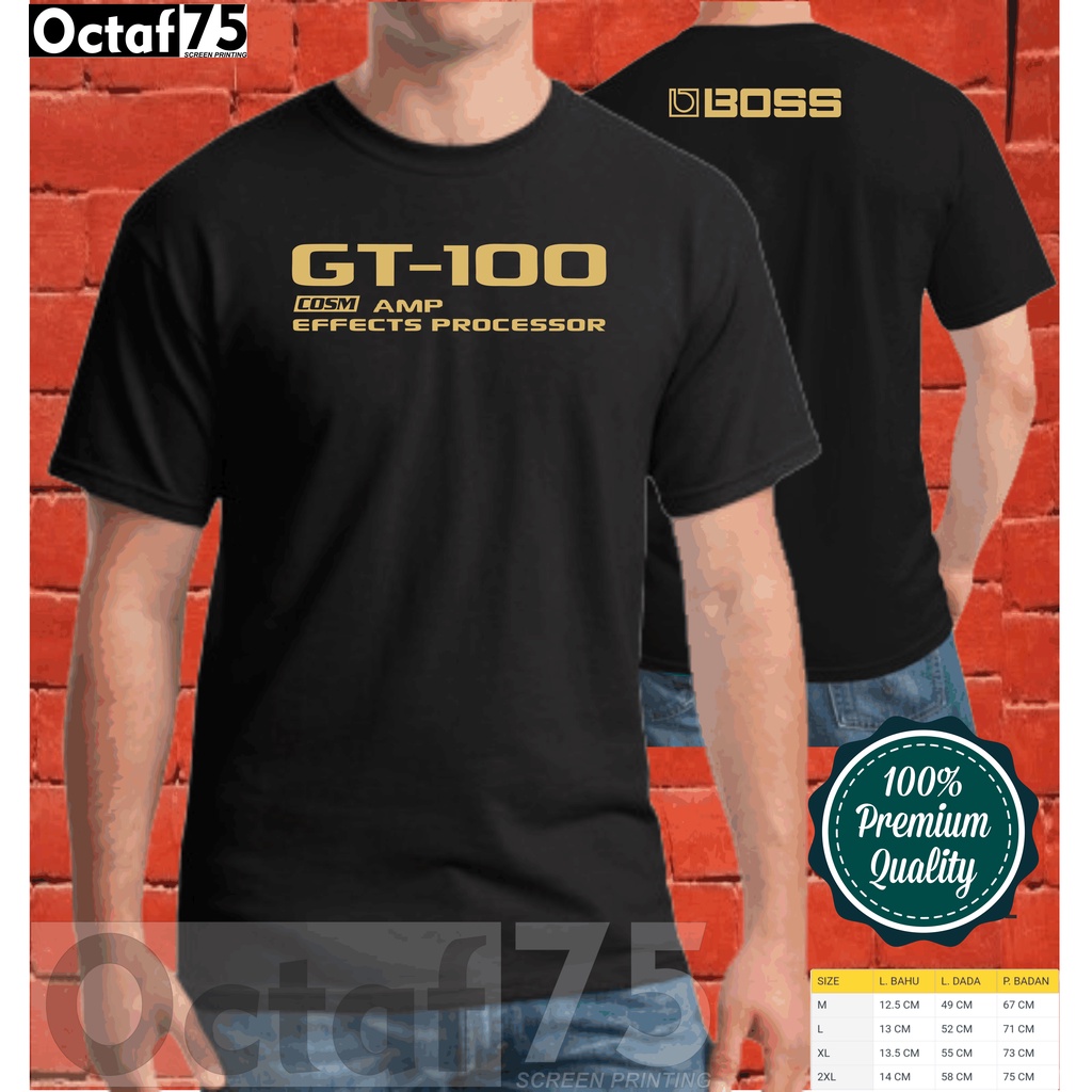 KAOS efek gitar  BOSS GT100/KAOS GITARIS/KAOS EFEK GITAR/PAKAIAN PRIA