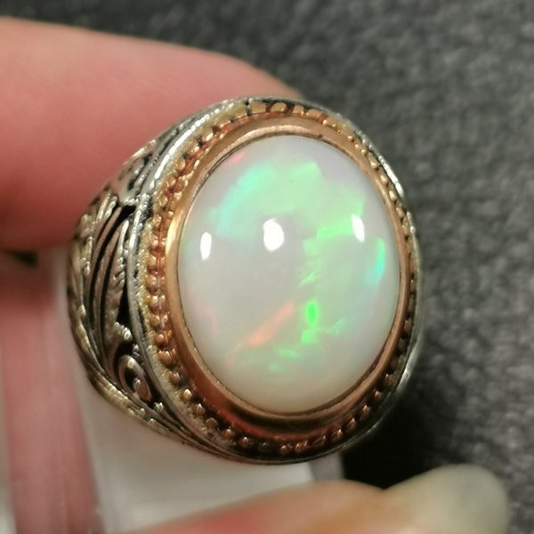 CINCIN BATU AKIK PERMATA NATURAL KALIMAYA KRISTAL WHITE OPAL WELO Ist 07