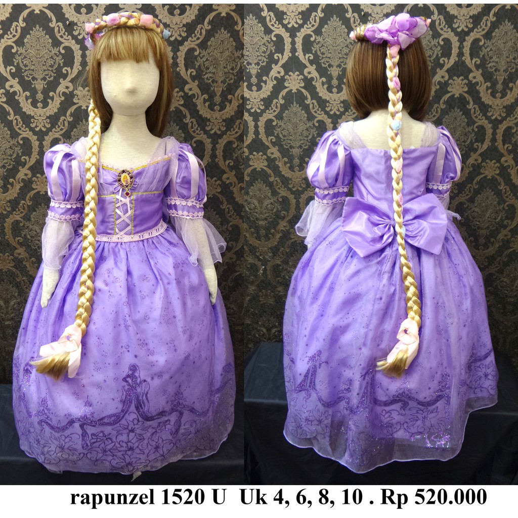Baju Kostum Cosplay Dress Princess Dres Princes Rapunzel Prinses Rapunsel Costume/ Costum/ Costumes 