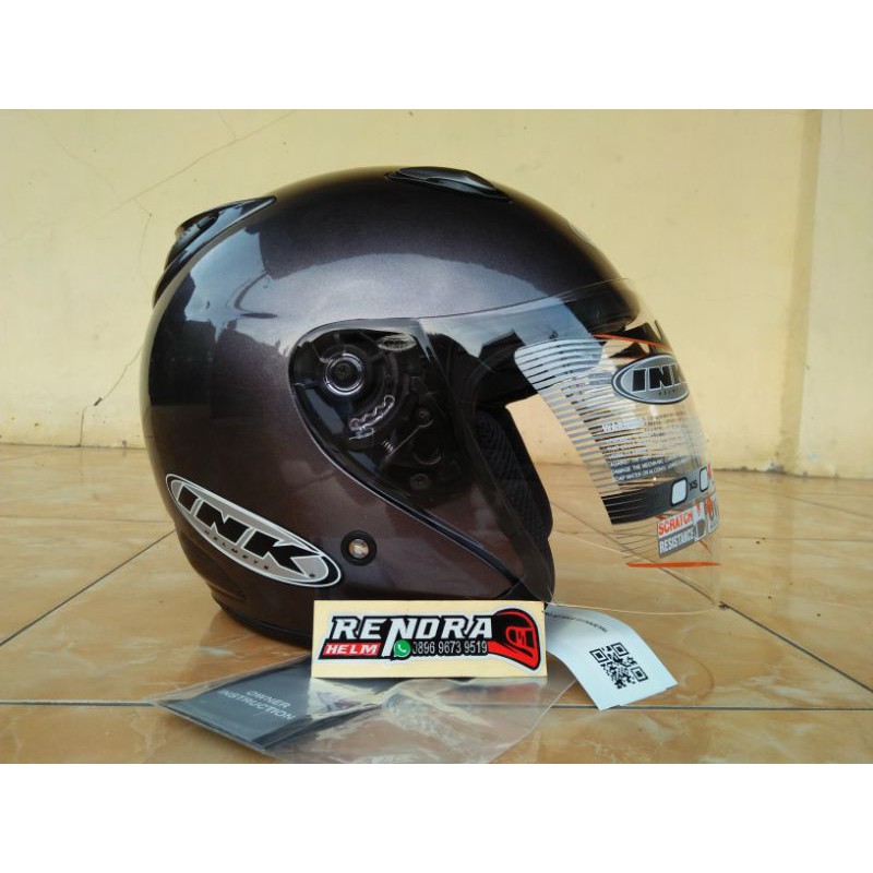 Helm INK CENTRO JET Solid Original 100% ogkir termurah 2KG-Abu abu
