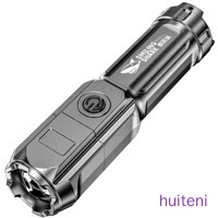 Flashlight High Brightness Focusing Flashlight Waterproof USB Charging Torch Waterproof Plastic Torch huiteni.id