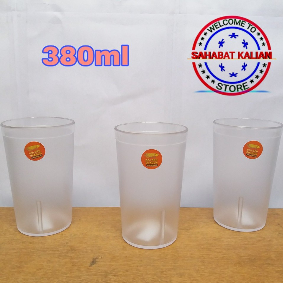 (6 PCS) GELAS PLASTIK GOLDEN DRAGON 847 380ML