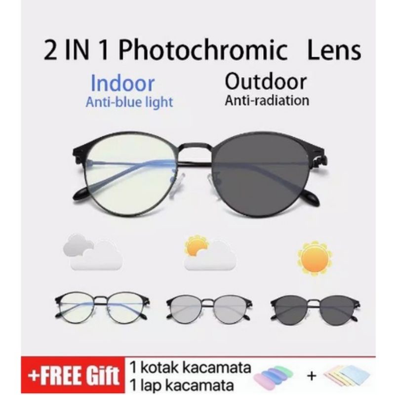 [TERMURAH] Kacamata Photocromic Korea / Anti Radiasi 2 In 1 Potokromik Photochromic Pria Wanita Fotocromic Potocromic Pria Wanita