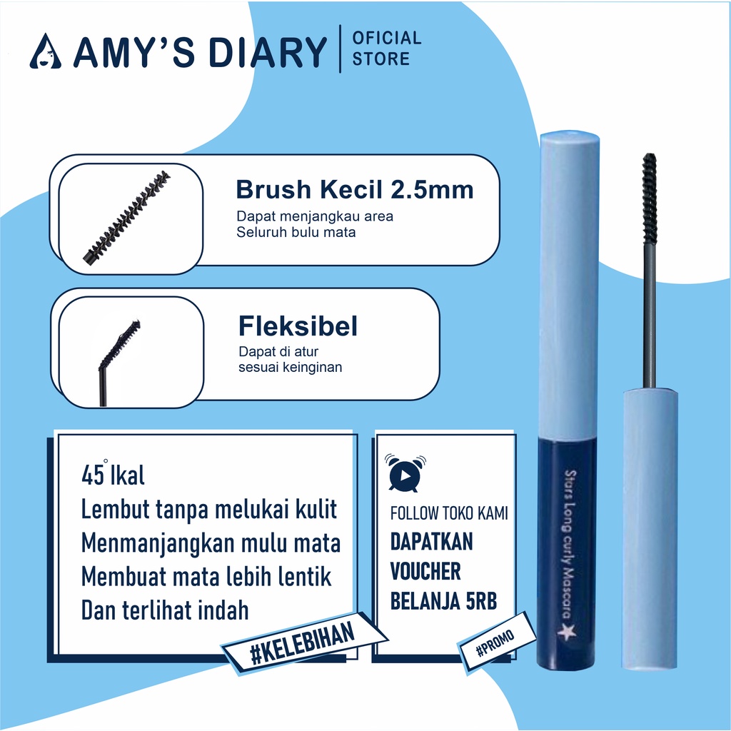 [BPOM] Mascara Waterproof AMY'S DIARY Curling Eyelash Long Lasting Tahan lama 100% ORIGINAL