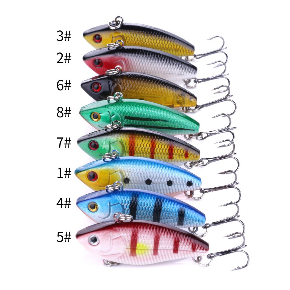 Hengjia 8pcs Umpan Pancing Hardlure Tiruan Bentuk Ikan Vib Bahan Plastik Ukuran 5cm 6g