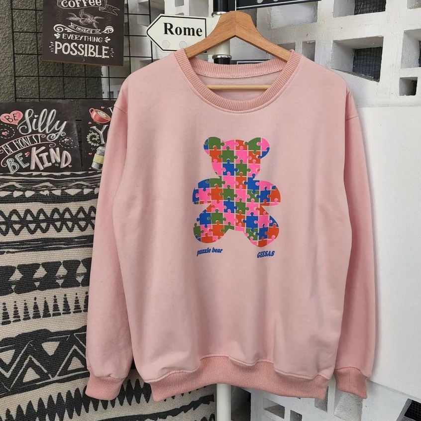 Outwear  Sweater Wanita Puzle Beear Bahan Pleace Terbaru