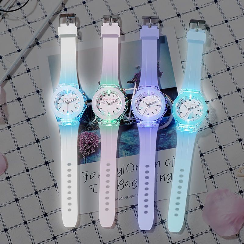 Jam Tangan Wanita Analog Quartz Jelly LED Korean Fashion / Jam Tangan Jelly LED Import