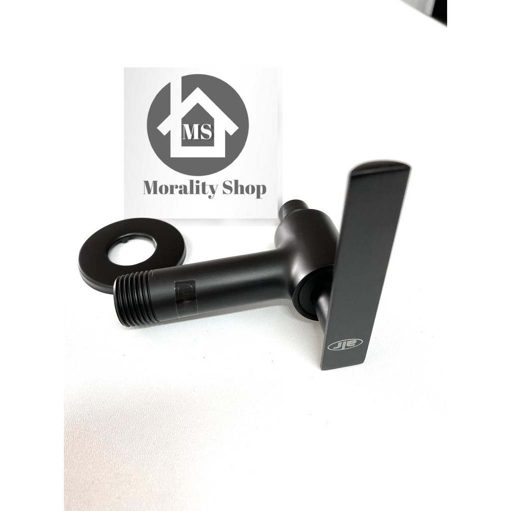 Kran Air Taman Minimalis Hitam KUNINGAN S5PNBL-Kran air mesin cuci brass faucet wall black tebal A44