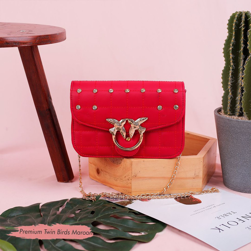 TAS SELEMPANG WANITA MURAH - PREMIUM TWIN BIRD - BAHAN CCI IMITASI
