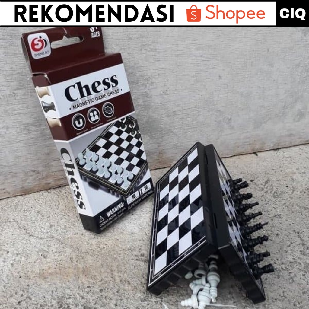 Papan Catur Magnet Lipat / Folding Magnetic Chess Board Mini / Catur Saku - Catur Plastik Murah