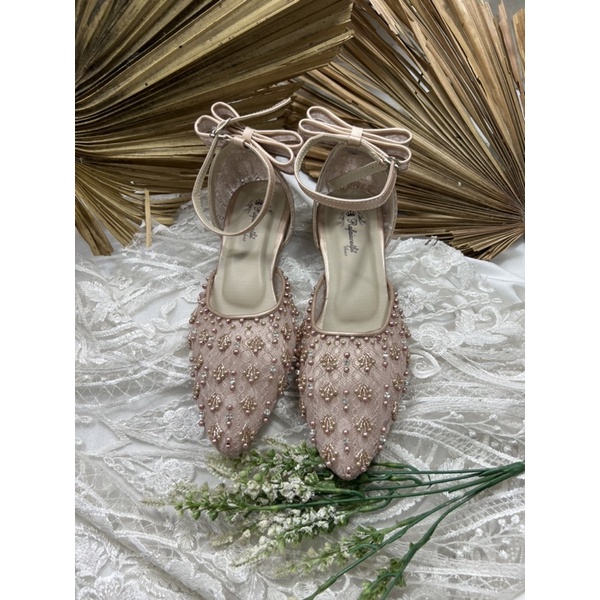 flatshoes wedding wanita pita marisa rosegold