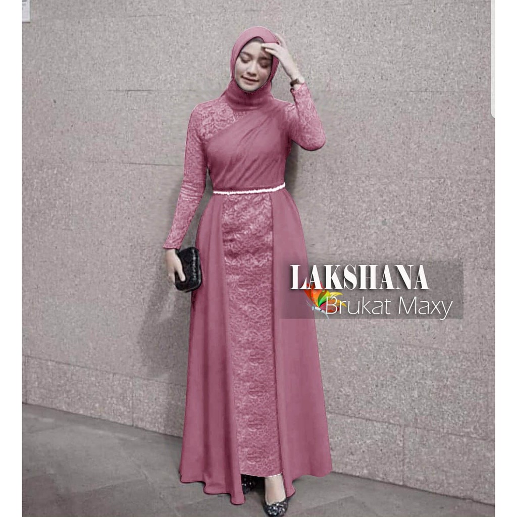 MAXI DRESS LAKSHANA / DRESS MAXI BHN VELVET KOMBI BRUKAT APK MUTIARA