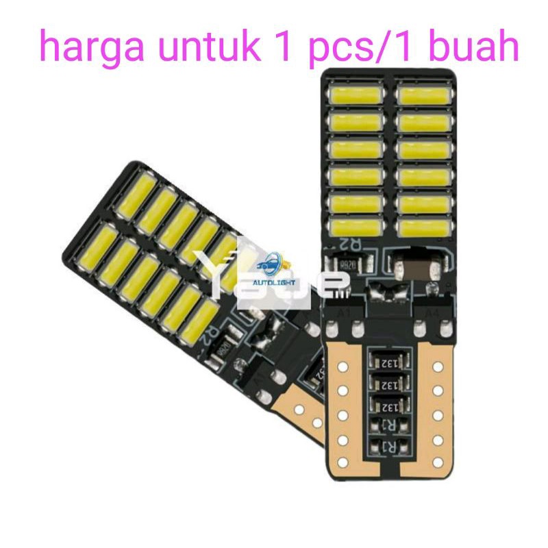 Lampu LED Canbus T 10 4014-24 LED SMD Untuk Rem Mundur Plat Nomor Mobil